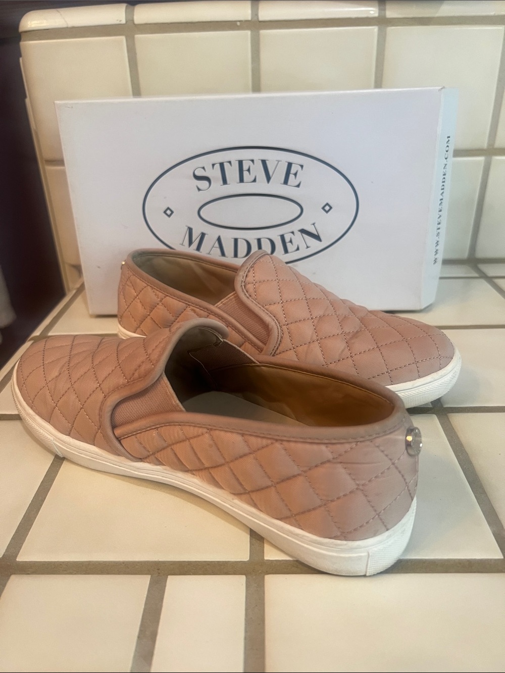 Steve Madden Quilted Slip-On Sneakers in Blush